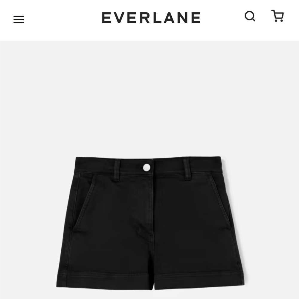 Everlane - High Waist Cotton Twill Black Shorts - US10